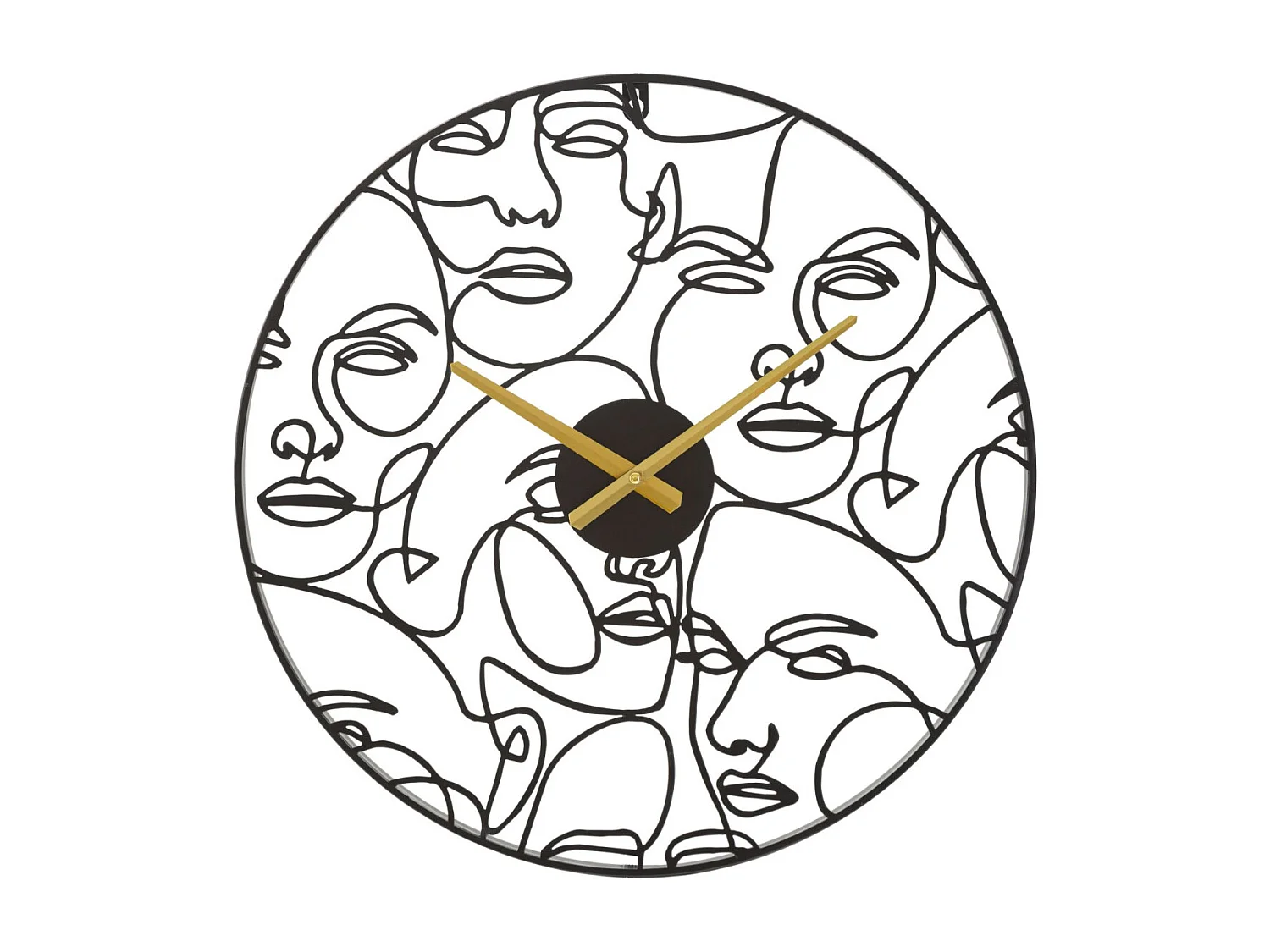 Horloge Murale en Métal "Faces" 50cm Noir