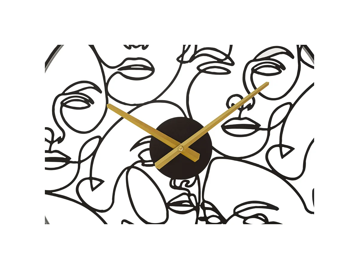 Horloge Murale en Métal "Faces" 50cm Noir