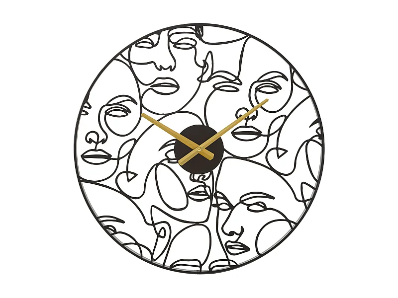 Horloge Murale en Métal "Faces" 50cm Noir