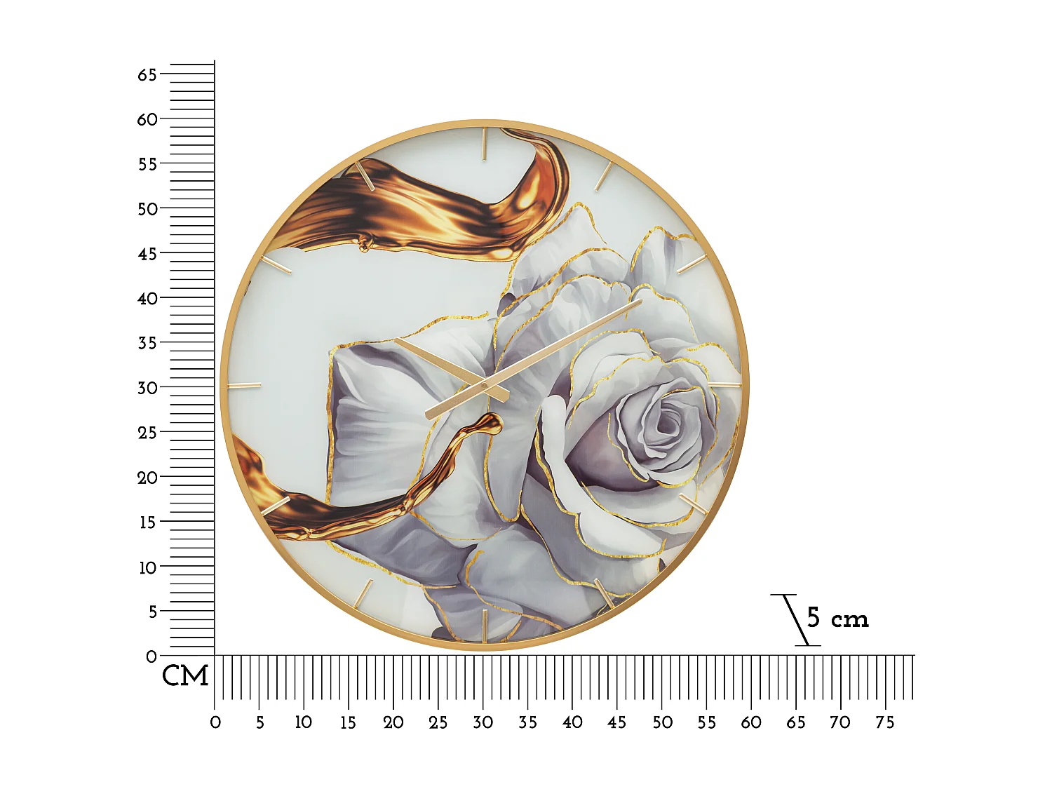 Horloge Murale en Verre "Rose" 60cm Multicolore