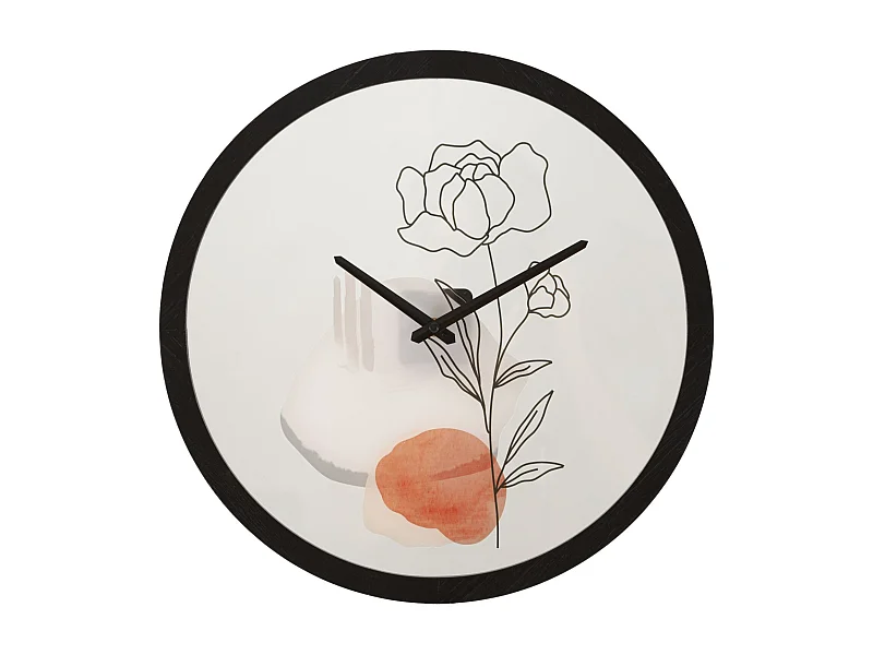 Horloge Murale en Verre "Rose" 40cm Multicolore