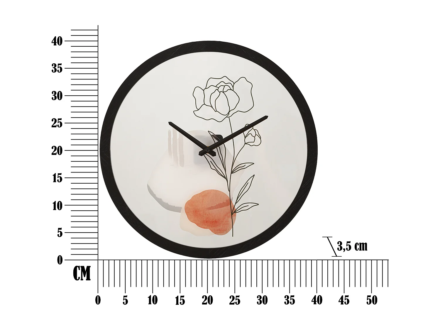 Horloge Murale en Verre "Rose" 40cm Multicolore