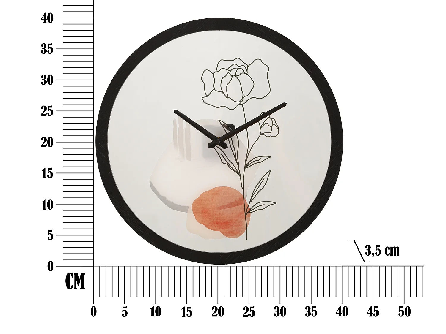 Zegar ścienny - wielokolorowy, żelazo, motyw: kwiaty, 40 x 3,5 x 40 cm - Clock Flower - A