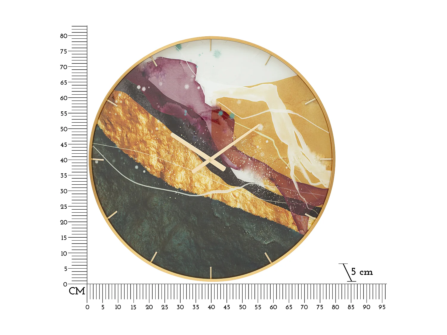 Orologio rotondo da parete in fibre di legno multicolore Ø cm 80x5