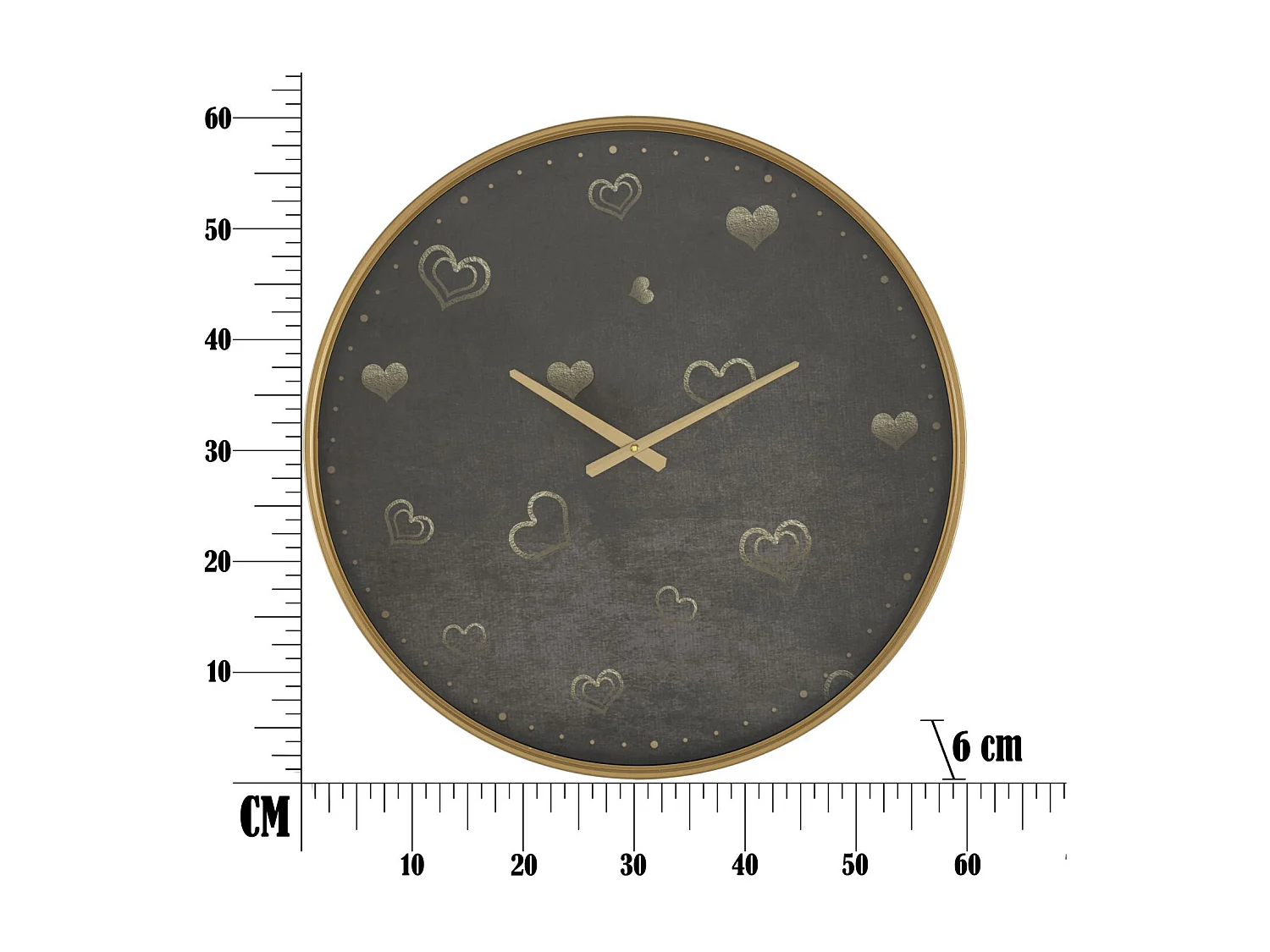 Horloge Murale en Verre "Cœurs" 60cm Multicolore