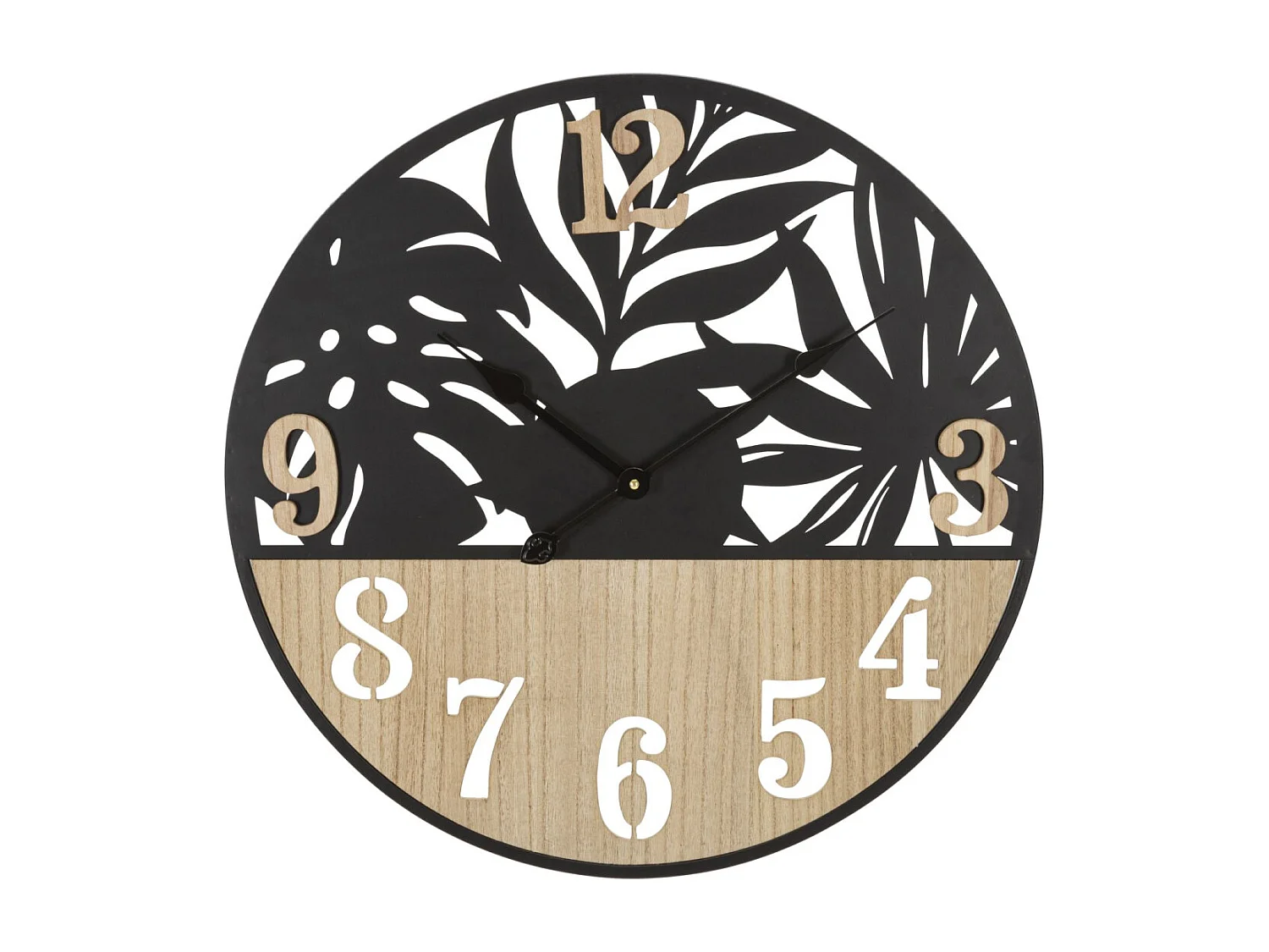 Horloge Murale en Métal "Palm" 60cm Naturel & Noir