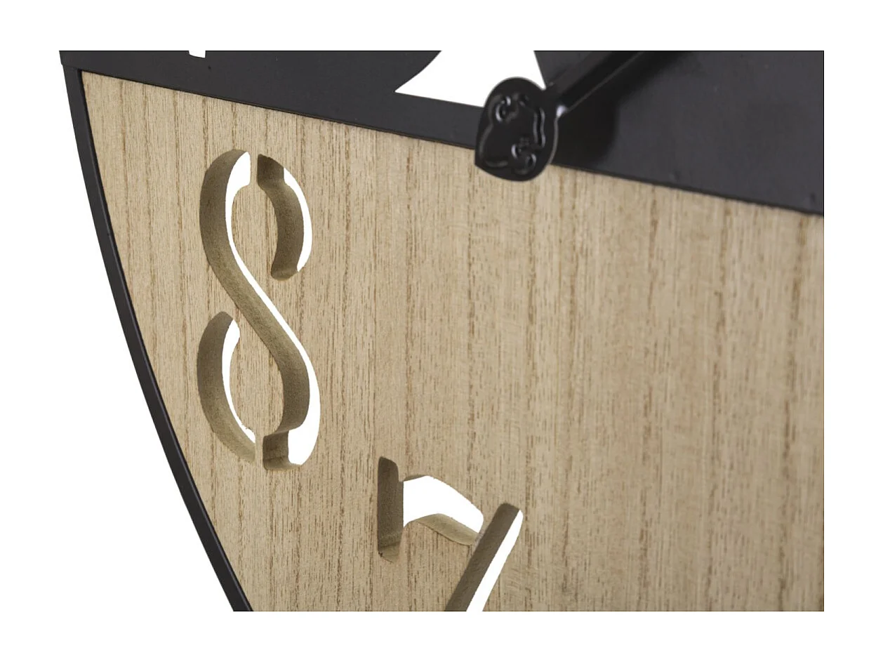 Horloge Murale en Métal "Palm" 60cm Naturel & Noir