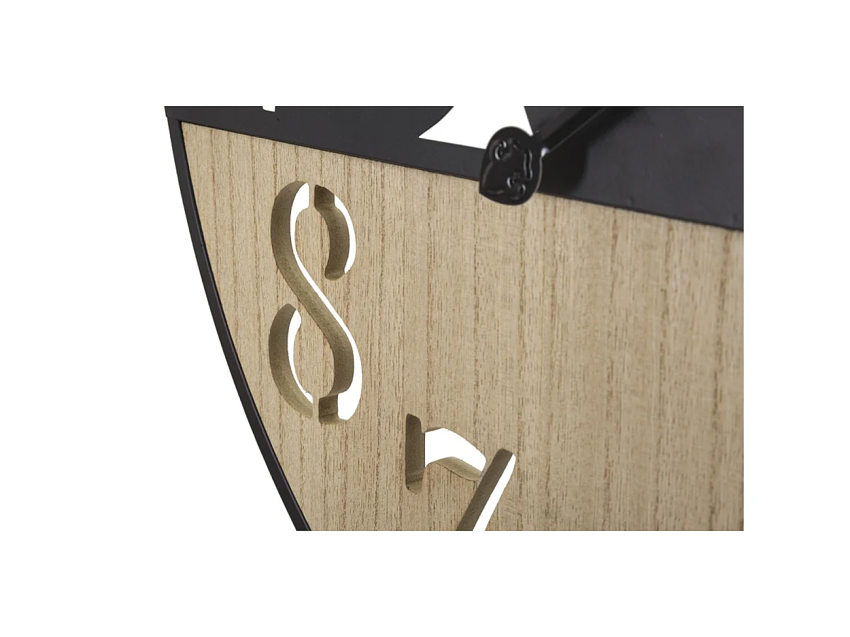 Zegar ścienny do salonu - czarny, brązowy, żelazo, motyw: palma, wys. 60 cm - Clock Palm