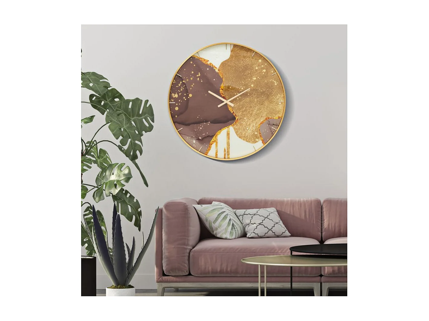 Ronde wandklok in veelkleurige houtvezels Ø 80x5 cm