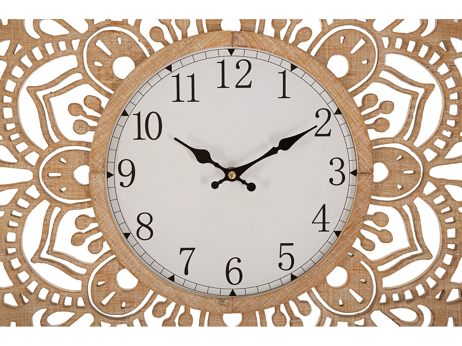 Orologio da parete intagliato in legno marrone Ø cm 60x4,5