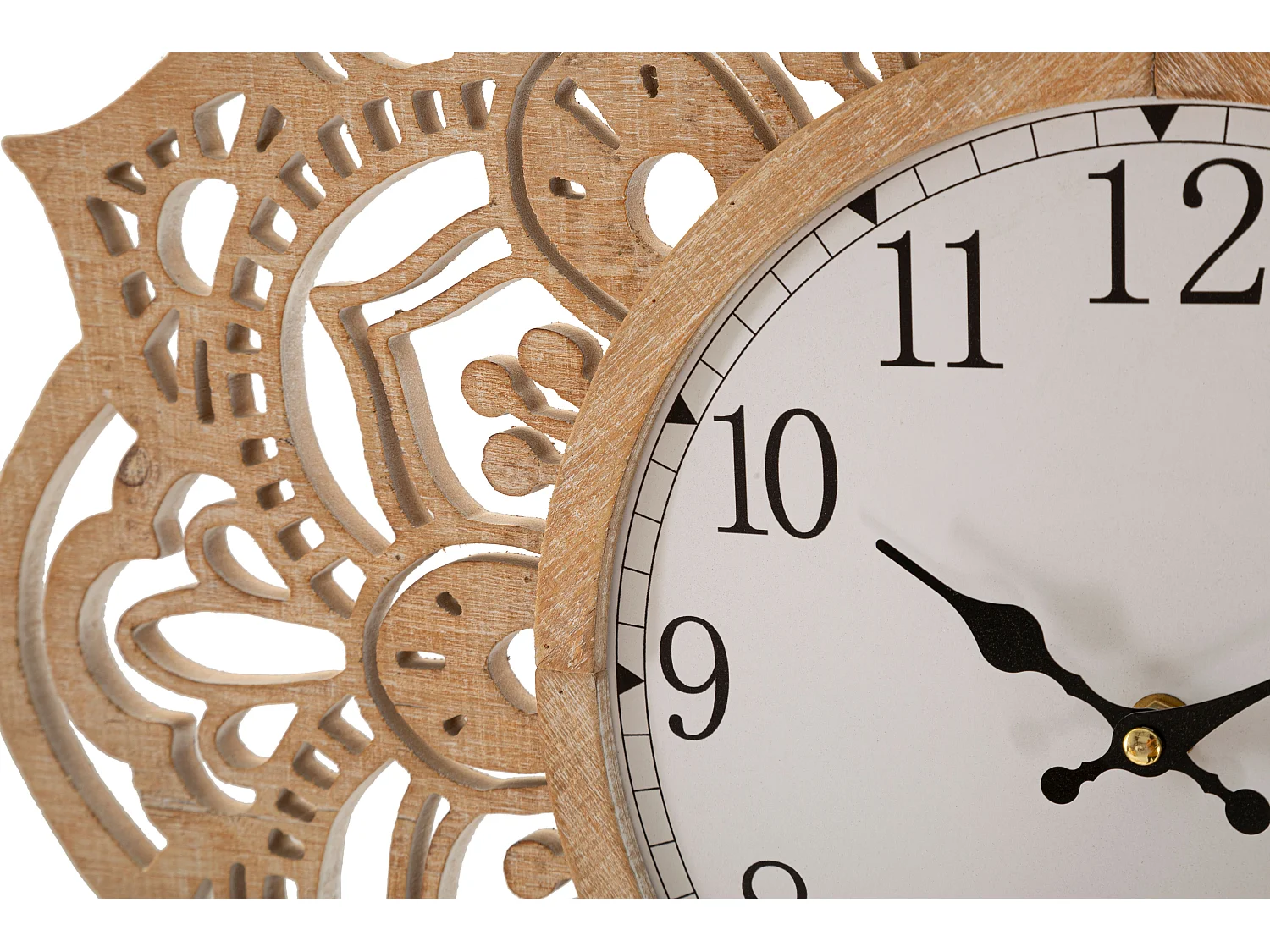 Orologio da parete intagliato in legno marrone Ø cm 60x4,5