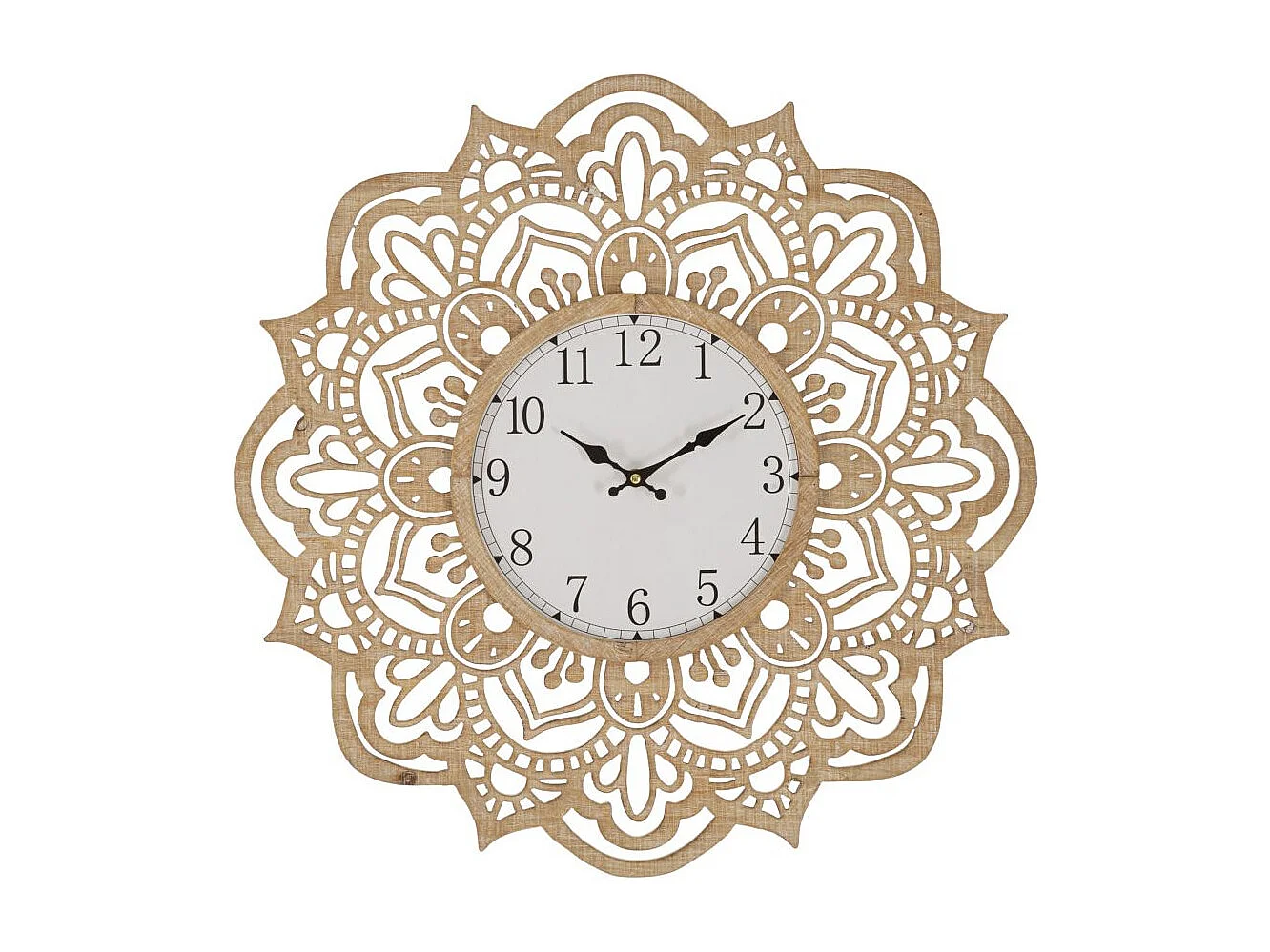 Horloge Murale Sculptée "Carving" 60cm Naturel