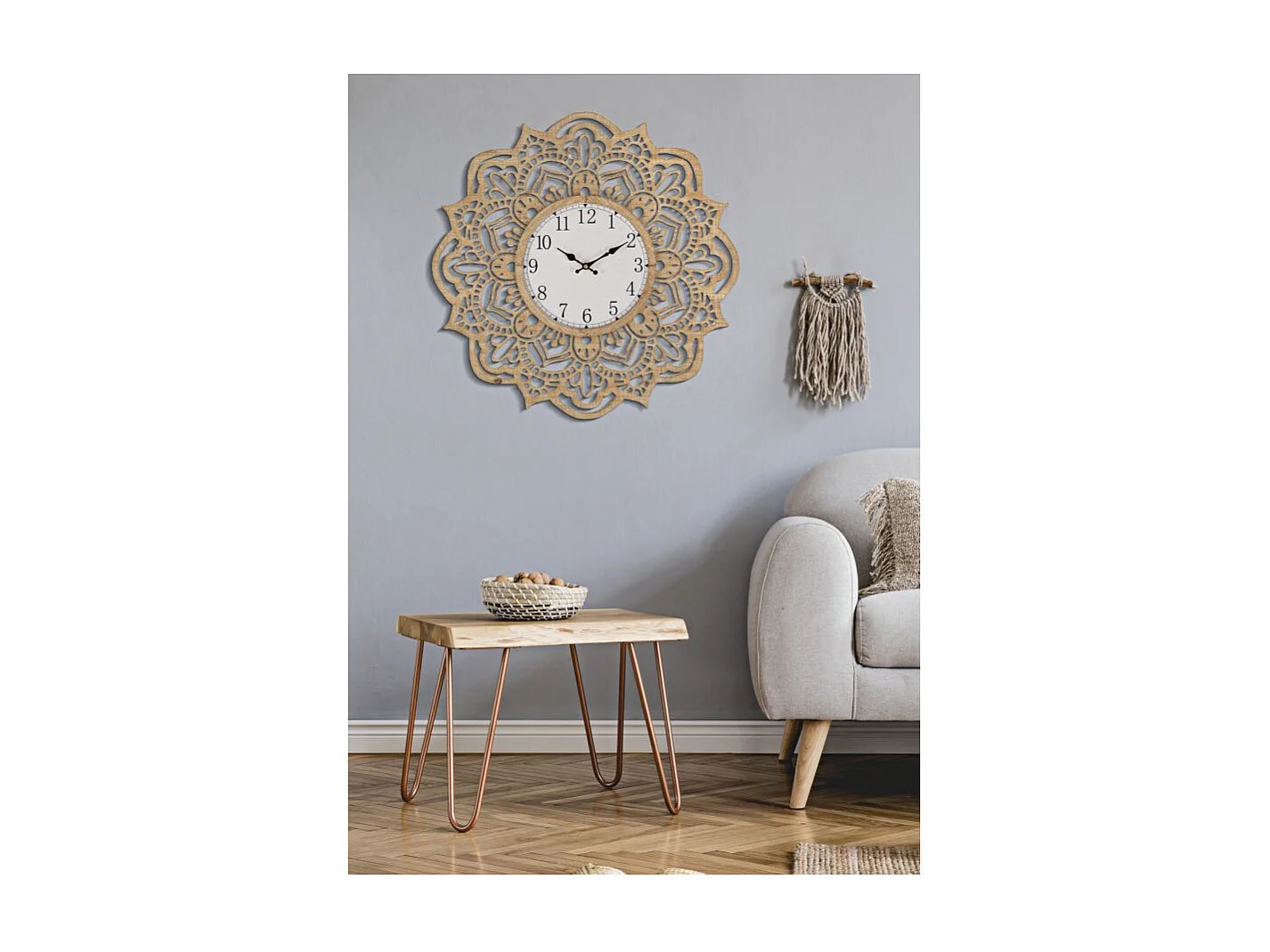 Horloge Murale Sculptée "Carving" 60cm Naturel