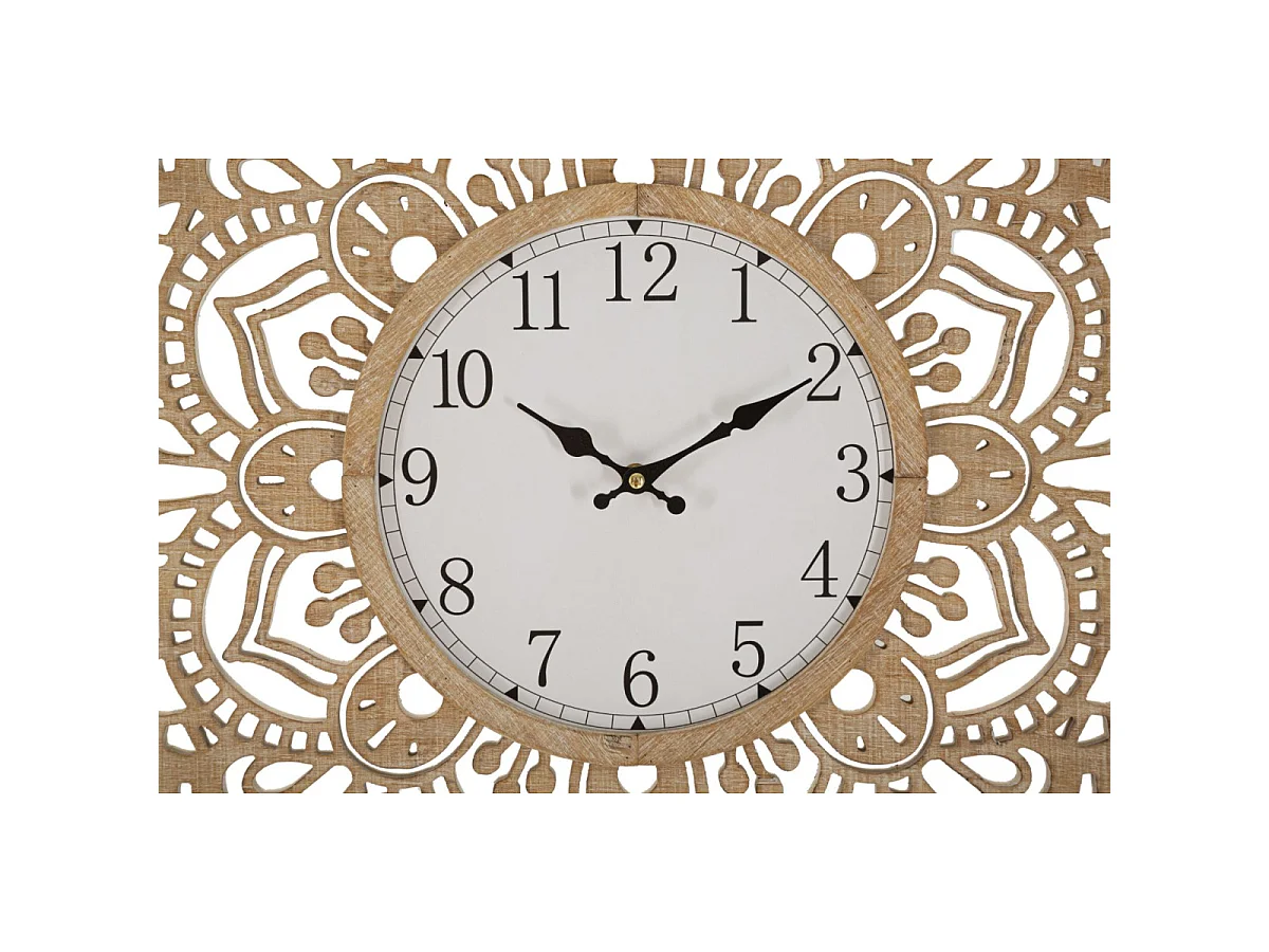Horloge Murale Sculptée "Carving" 60cm Naturel