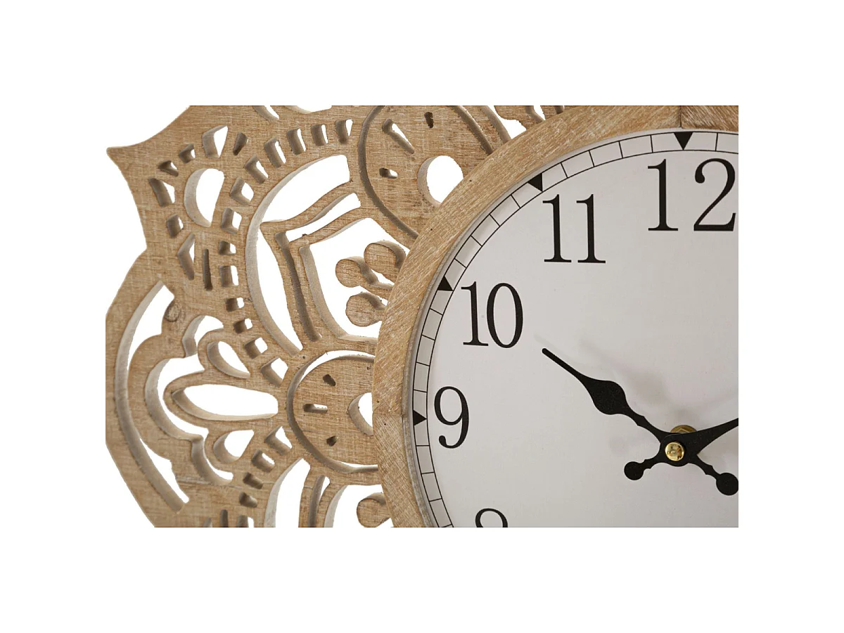 Horloge Murale Sculptée "Carving" 60cm Naturel