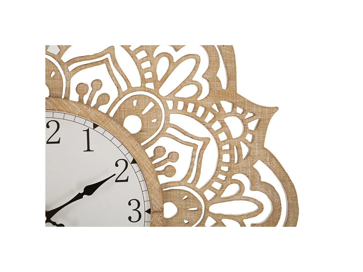 Horloge Murale Sculptée "Carving" 60cm Naturel