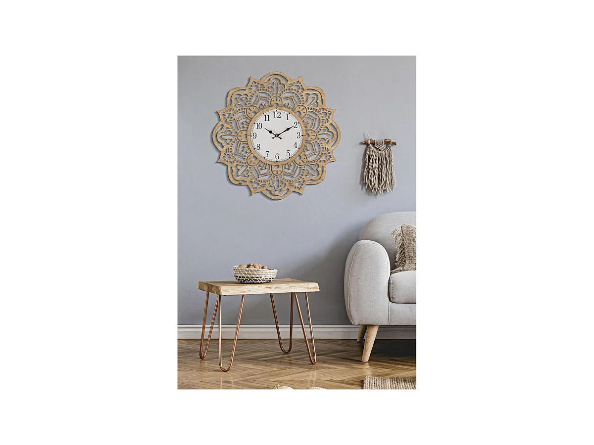 Horloge Murale Sculptée "Carving" 60cm Naturel