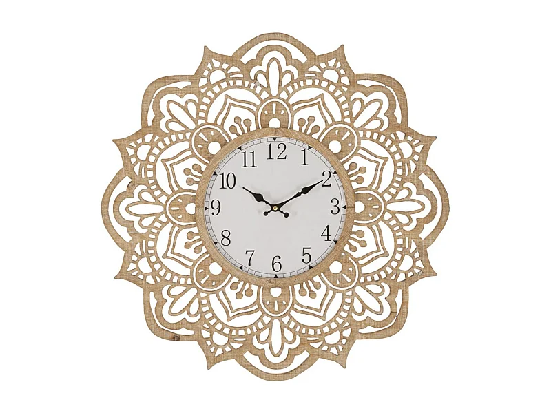 Horloge Murale Sculptée "Carving" 60cm Naturel