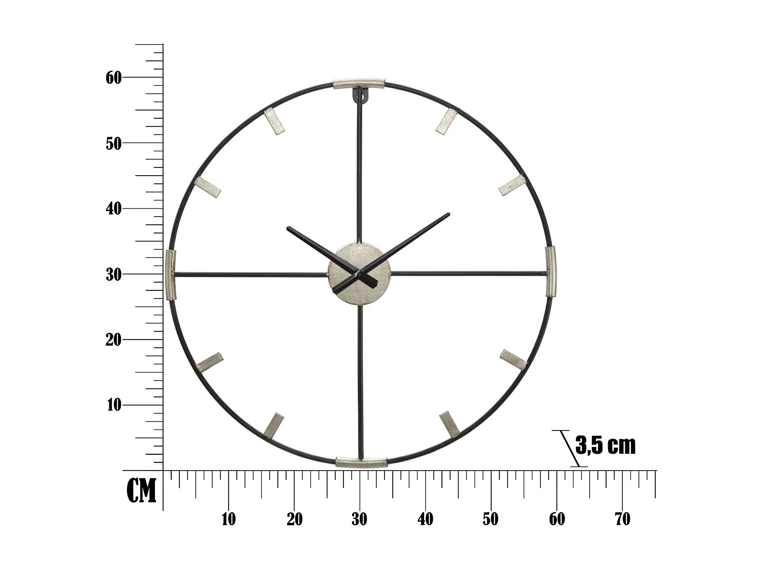 Horloge murale en métal doré Ø cm 60x3,5