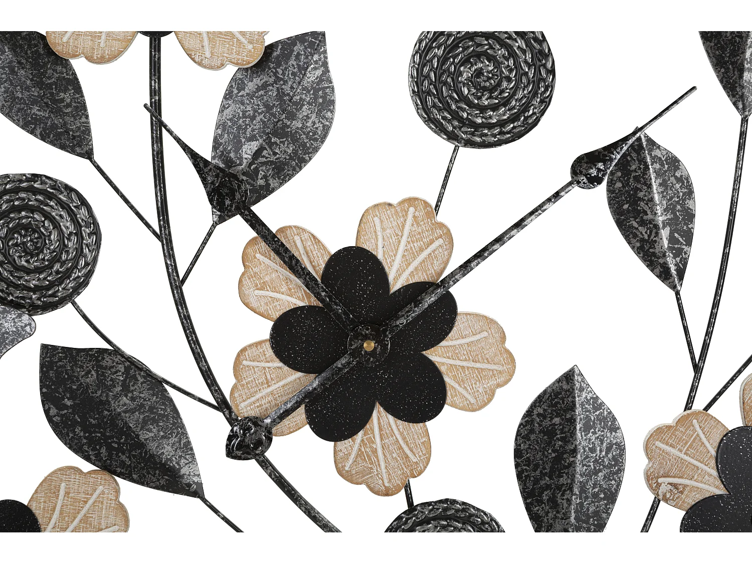 Orologio rotondo da parete in metallo legno nero e marrone Ø cm 67X5,5