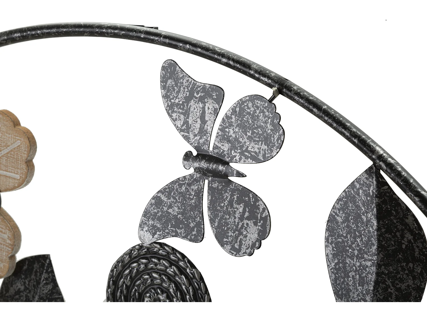 Orologio rotondo da parete in metallo legno nero e marrone Ø cm 67X5,5