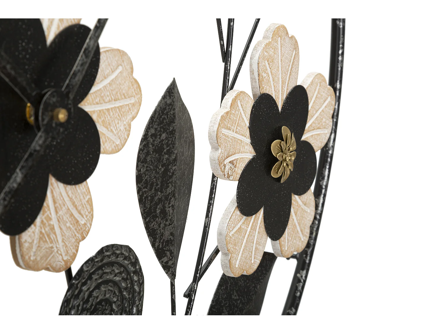 Orologio rotondo da parete in metallo legno nero e marrone Ø cm 67X5,5