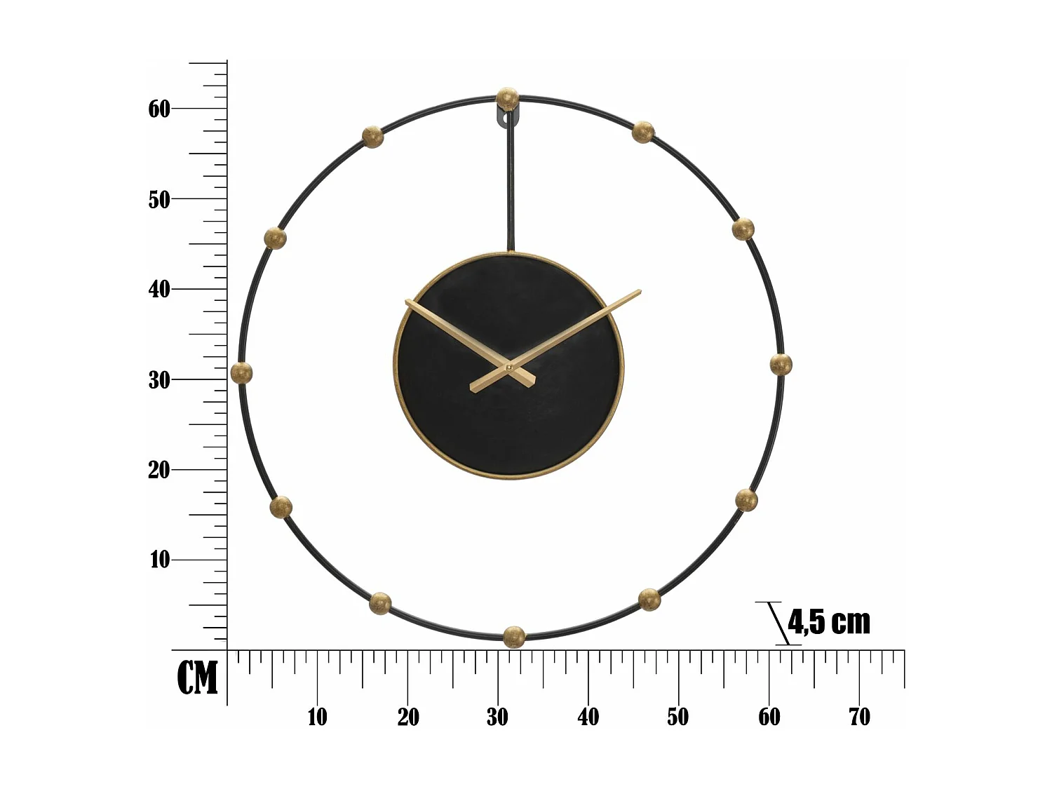 Horloge Murale en Métal "Pearl" 61cm Noir
