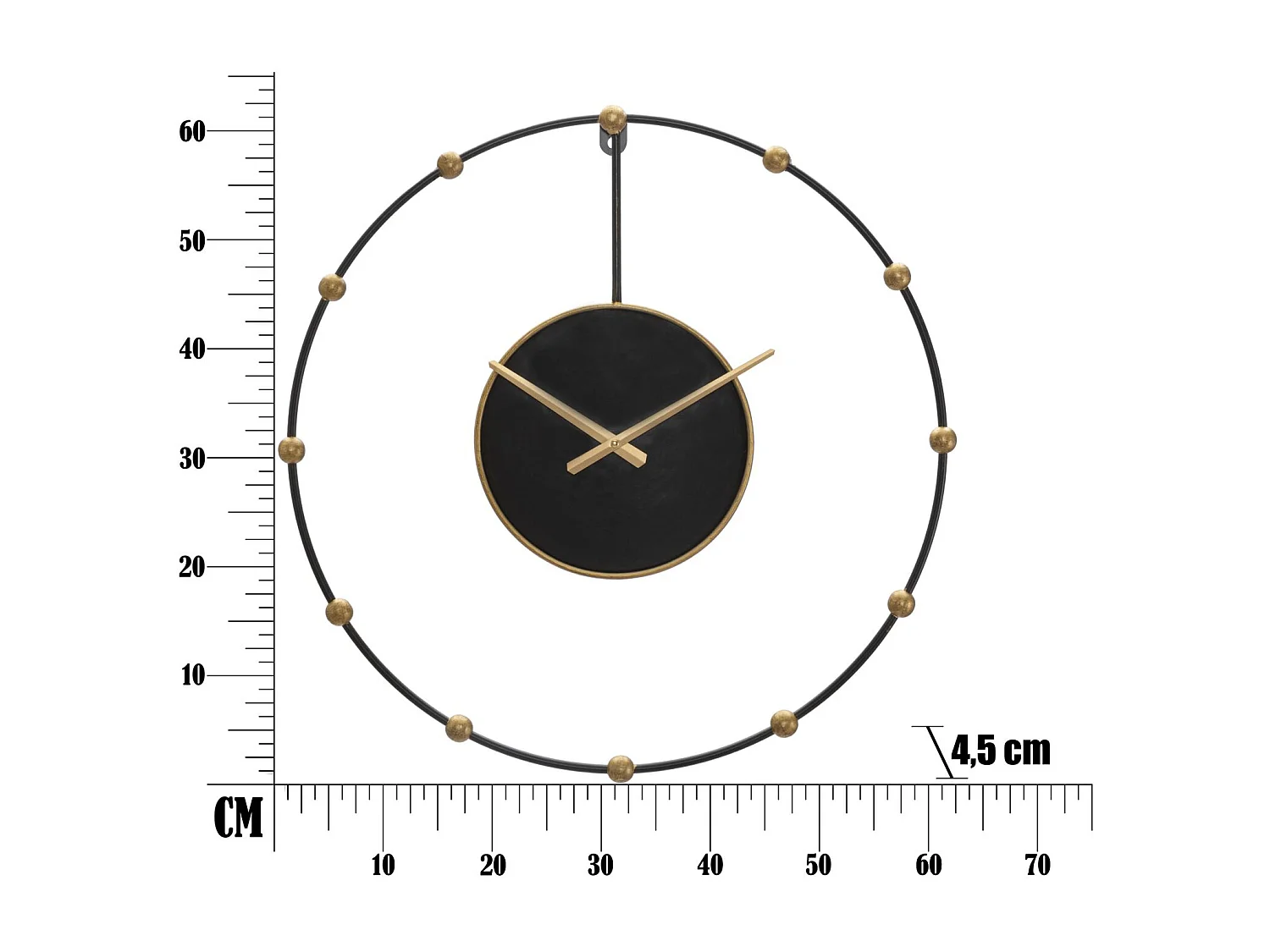 Horloge Murale en Métal "Pearl" 61cm Noir