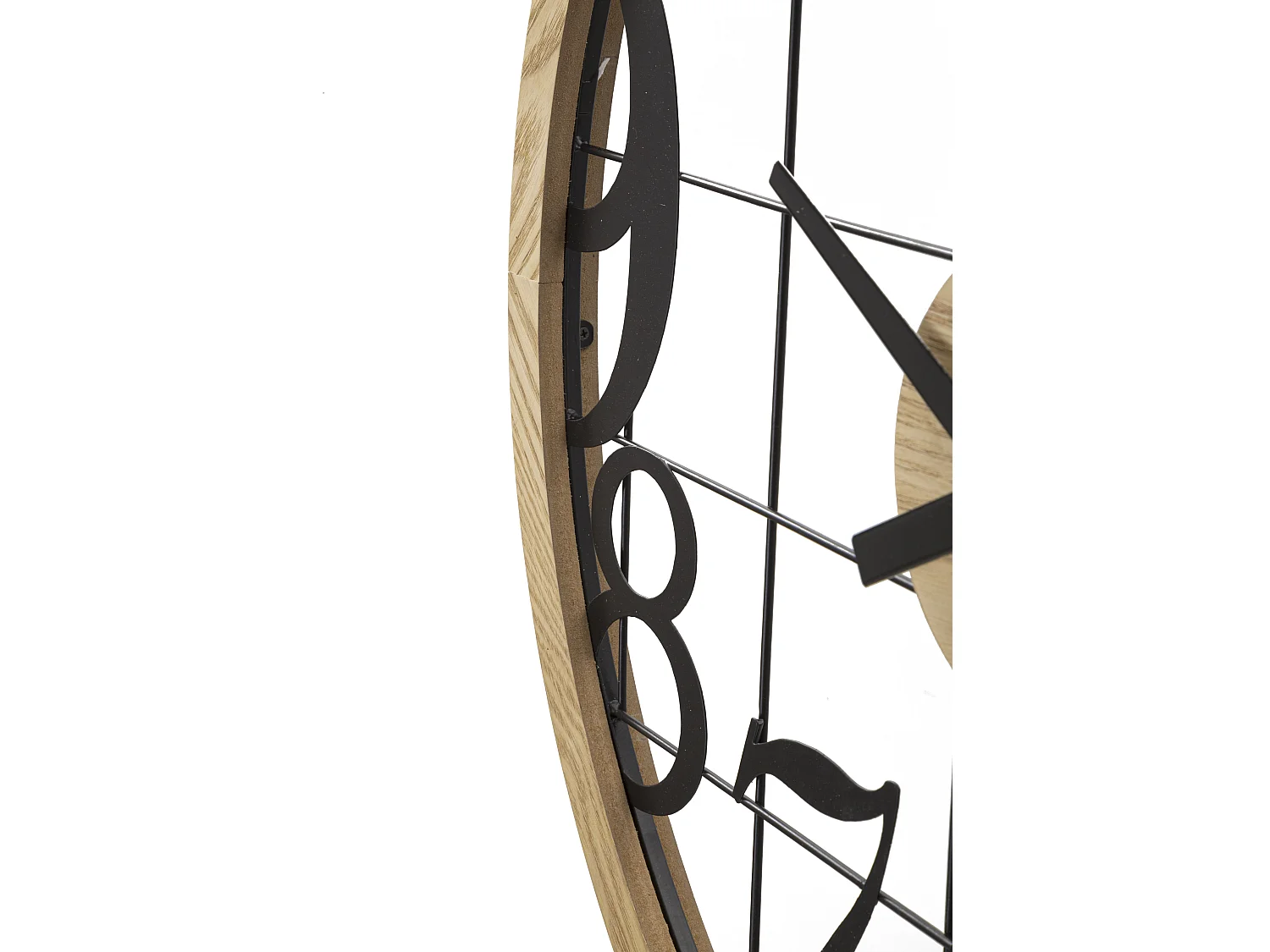 Orologio rotondo da parete in metallo e legno marrone Ø cm 60x2,5