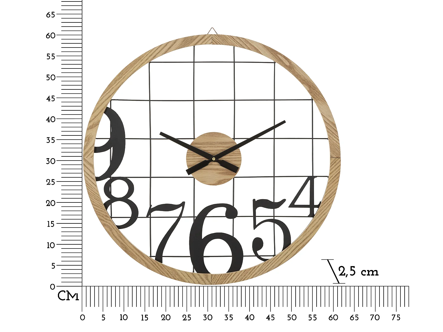 Horloge Murale en Métal "Numbers" 60cm Noir