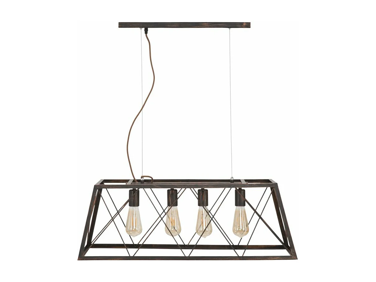 Lampadario in metallo marrone con 4 punti luce cm 78x30x26,5