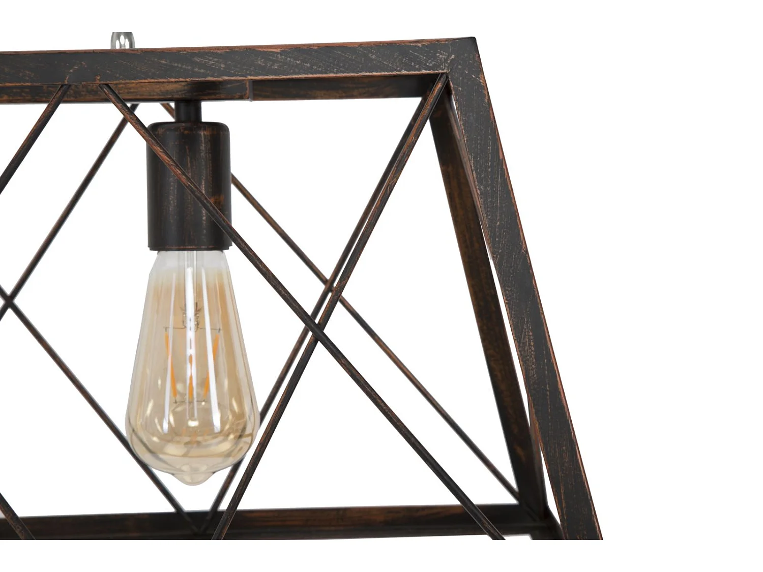 Lampadario in metallo marrone con 4 punti luce cm 78x30x26,5