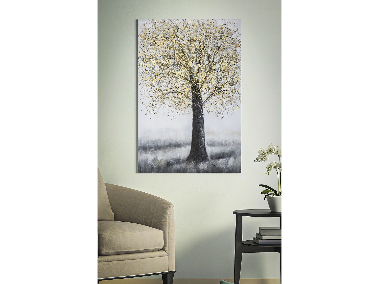 Toile Peinture Déco "Tree Simple" 80x120cm Multicolore