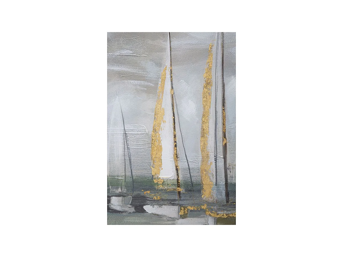 Gemälde auf Leinwand mehrfarbig Segelboote 100x2,8x80 cm