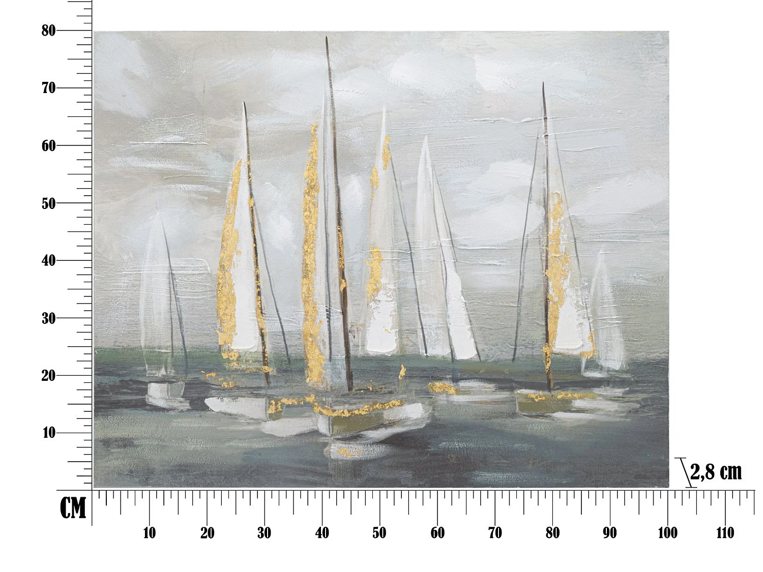 Gemälde auf Leinwand mehrfarbig Segelboote 100x2,8x80 cm