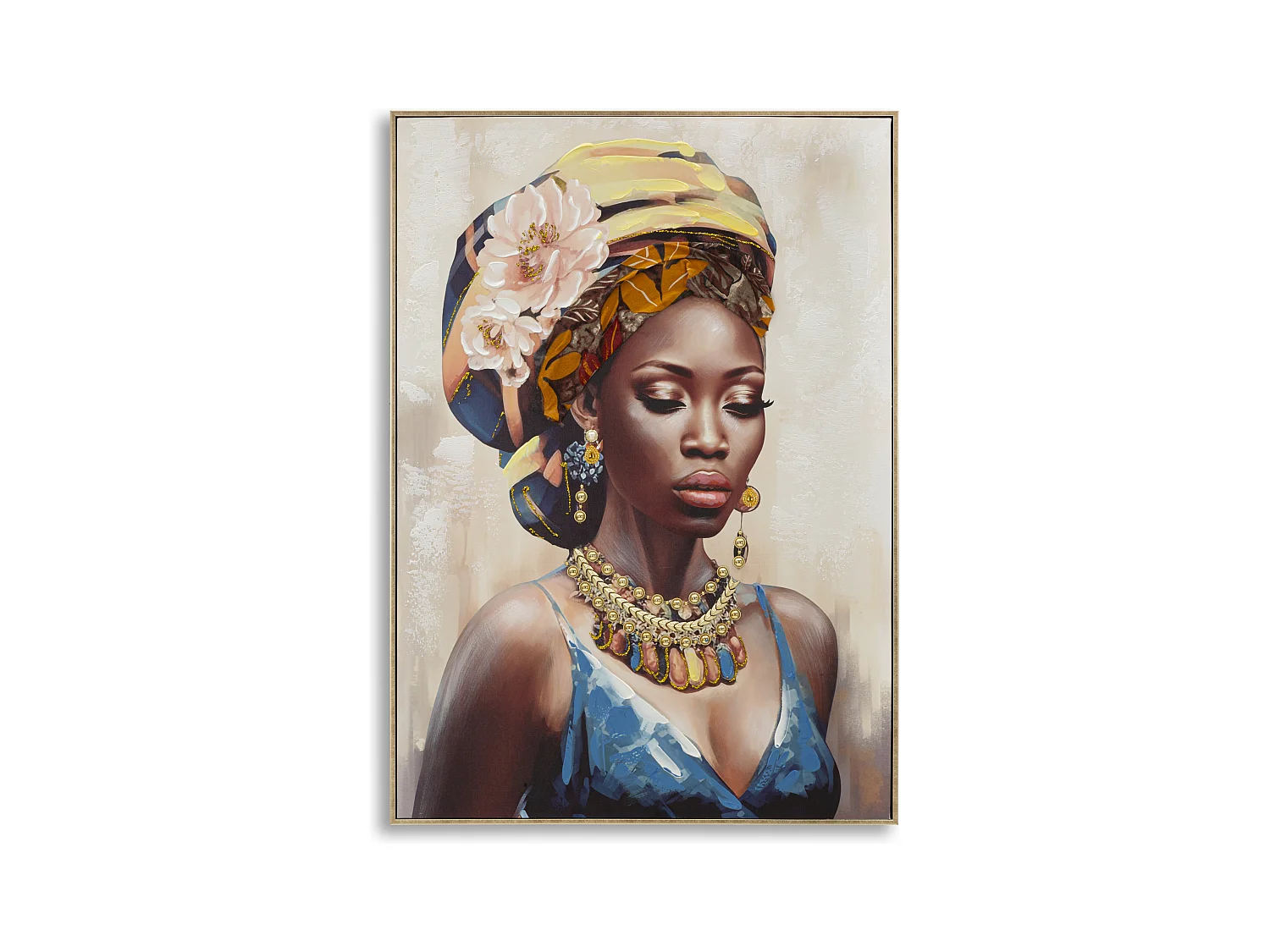 Peinture de femme multicolore sur toile avec cadre 72x4,5x102 cm