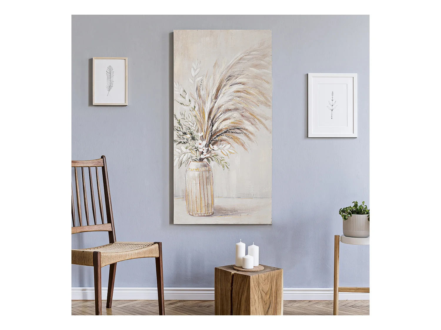 Peinture sur toile multicolore fleurs dans vase 60x2,8x120 cm