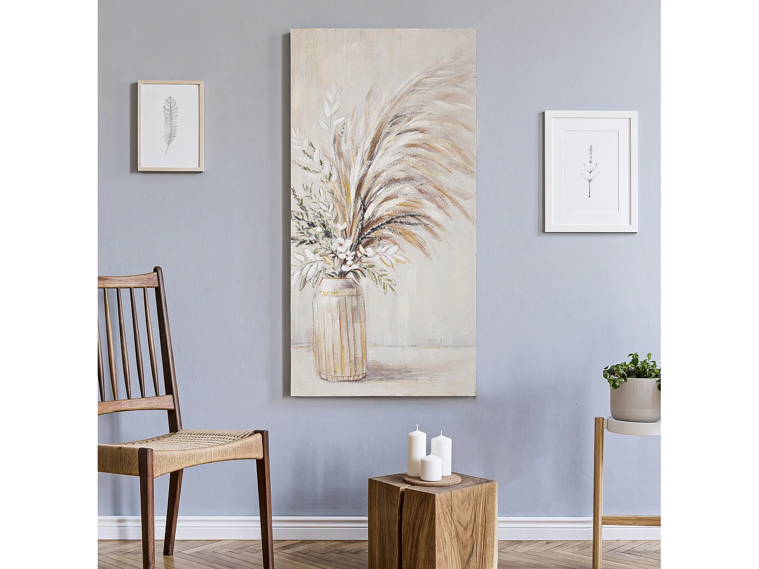 Peinture sur toile multicolore fleurs dans vase 60x2,8x120 cm