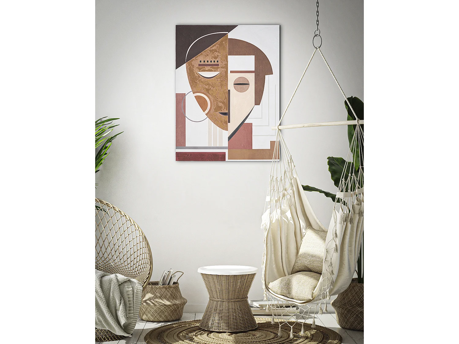 Toile Peinture Déco "Ethnic Face" 60x80cm Multicolore