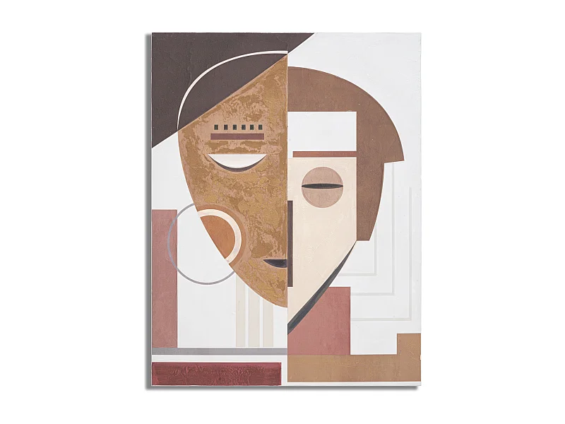 Veelkleurig canvas schilderij van een gezicht, 60x2,7x80 cm