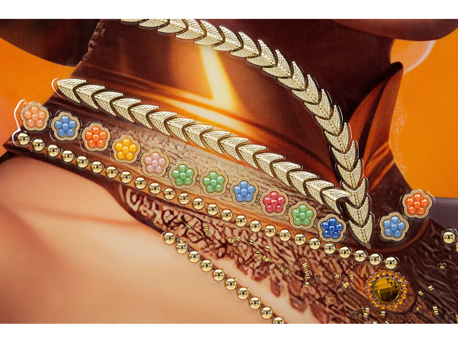 Dipinto su tela multicolore donna con cornice cm 72x4,5x102