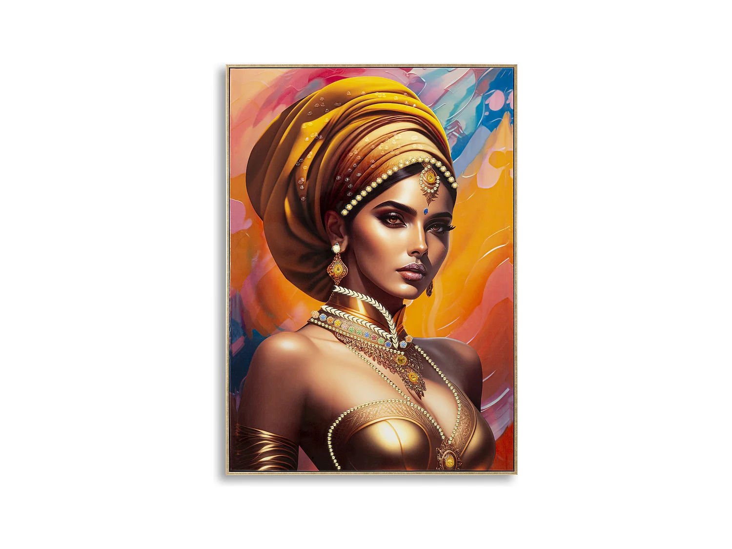 Peinture de femme multicolore sur toile avec cadre 72x4,5x102 cm