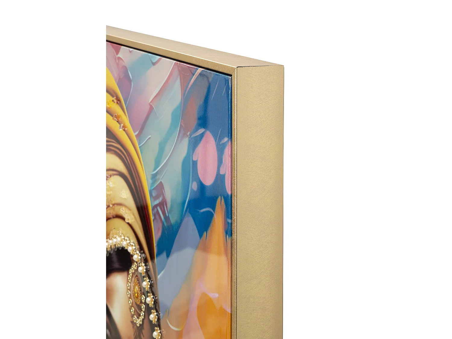 Dipinto su tela multicolore donna con cornice cm 72x4,5x102