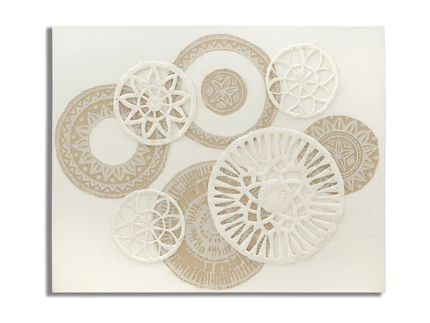 Dipinto su tela con cornice astratto con applicazioni cm 80x2,8x100