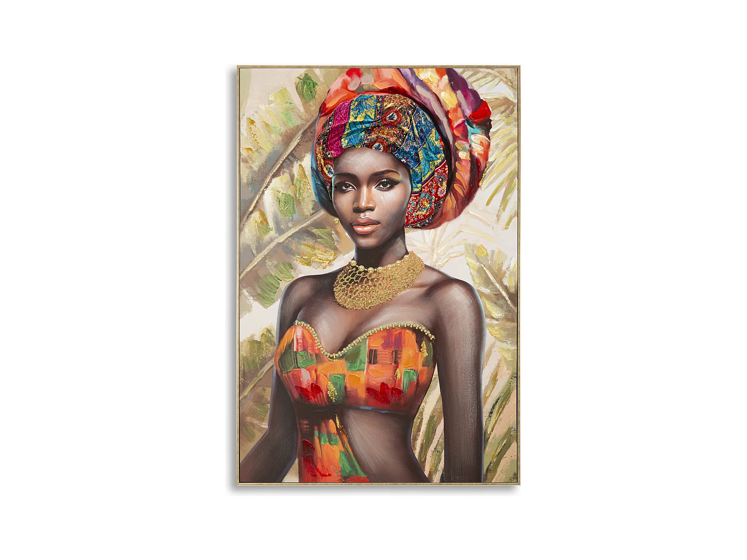 Peinture femme multicolore sur toile avec cadre 82x4,5x122 cm