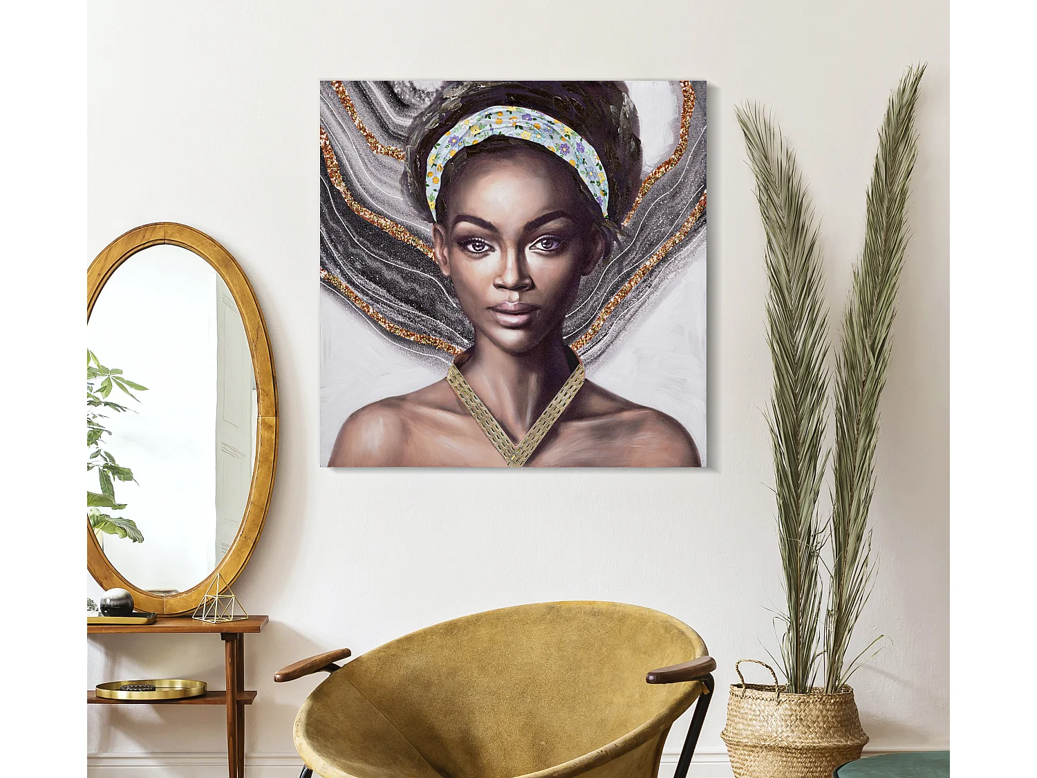 Toile Imprimée Déco "Naomie" 100x100cm Multicolore