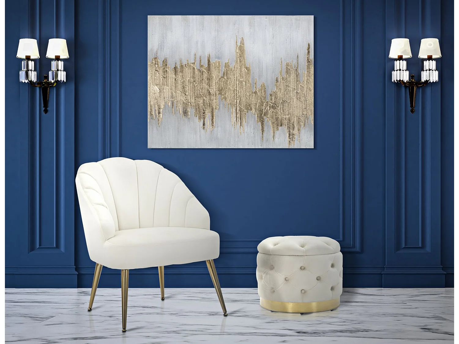 Toile Peinture Déco "Goldage" 80x100cm Multicolore