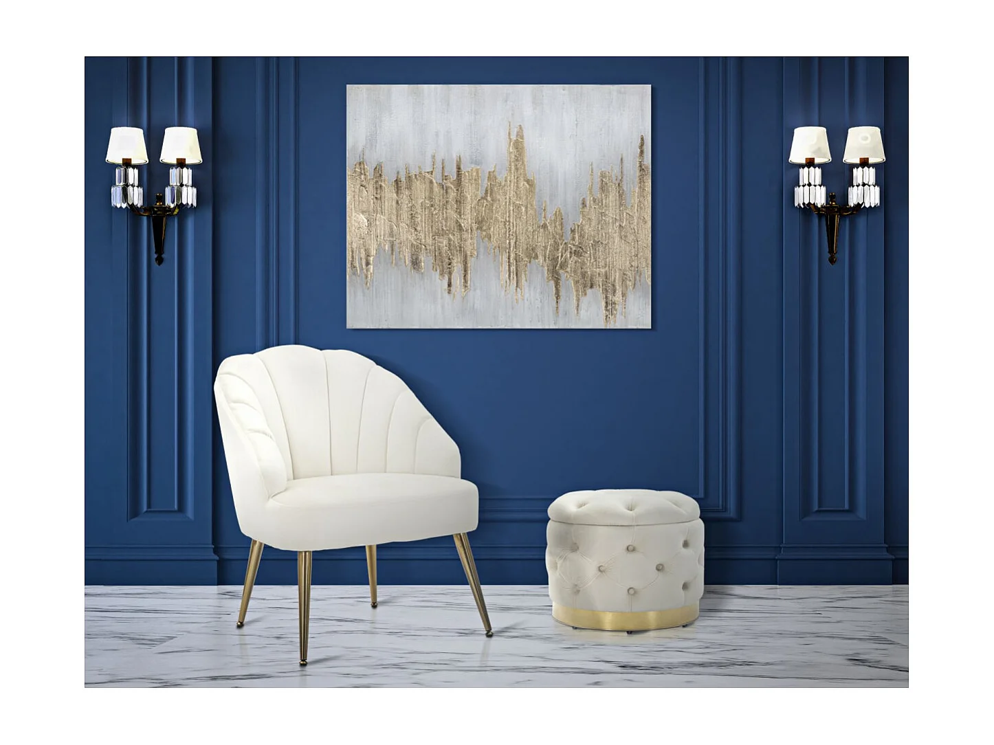 Toile Peinture Déco "Goldage" 80x100cm Multicolore