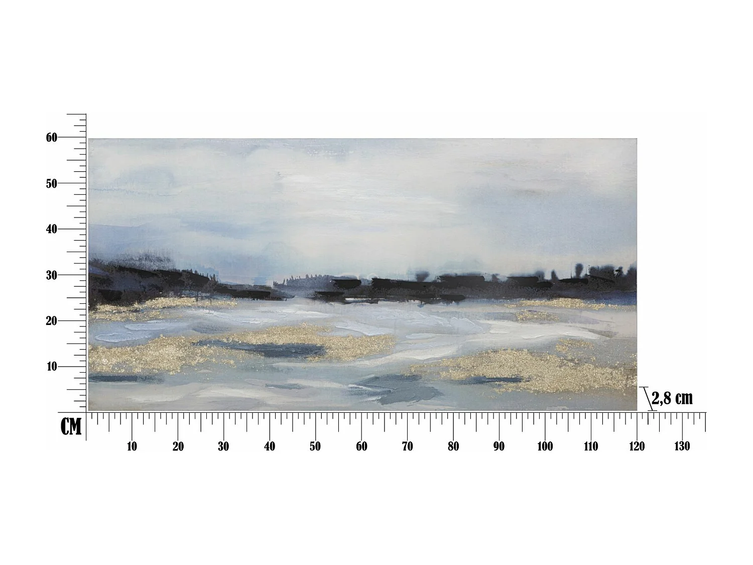 Tableau abstrait multicolore sur toile 120x2,8x60 cm