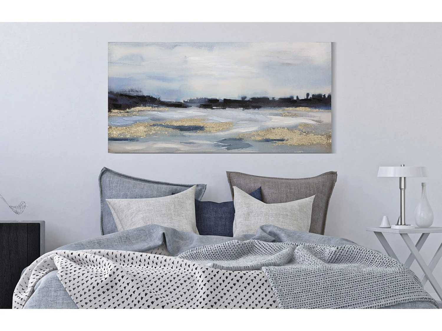 Tableau abstrait multicolore sur toile 120x2,8x60 cm